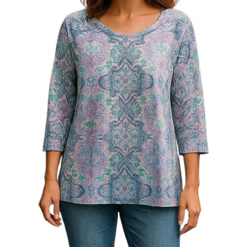 Ruby Rd. 3/4 Sleeve Scoop Neck Top
